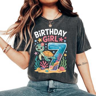 Birthday Girl 7Th Sea Turtle Ocean Aquarium Women's Oversized Comfort T-Shirt - Thegiftio UK