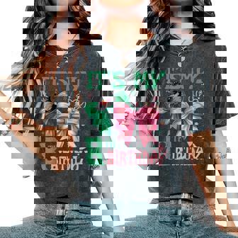 Birthday Girl It's My 8Th Birthday Witch Pink And Green Women's Oversized Comfort T-Shirt | Mazezy