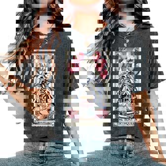 Birthday Queen Tarot Card Cute Gothic Skeleton Halloween Women's Oversized Comfort T-Shirt | Mazezy