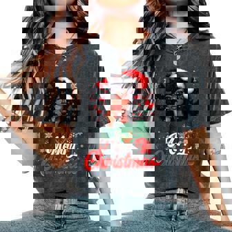 Black Girl Santa Hat Merry Christmas Pajama African American Women's Oversized Comfort T-Shirt | Mazezy