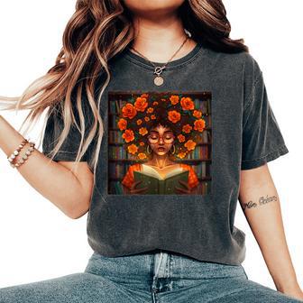 Black History Month Black Afro Girl Book Lovers Women's Oversized Comfort T-Shirt | Mazezy
