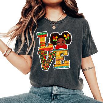 Black History Month Love Afro Toddler Girls American African Women's Oversized Comfort T-Shirt | Mazezy