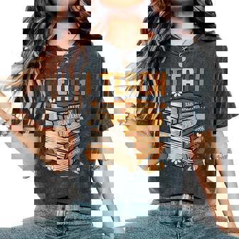 Black History Month I Teach Melanin Book Black Teacher Women's Oversized Comfort T-Shirt | Seseable CA