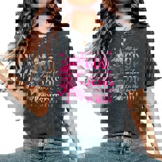 Blessed By God Loved By Jesus Pink Sunflower Faith Christian Women's Oversized Comfort T-Shirt - Thegiftio