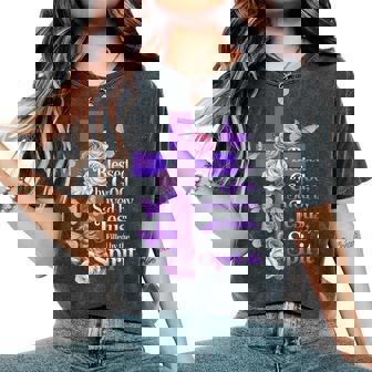 Blessed By God Saved By Jesus Butterfly Cross Christian Women's Oversized Comfort T-Shirt - Monsterry