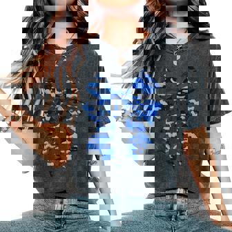 Blue Camouflage Camo Coquette Bow Hunting For Girls Women's Oversized Comfort T-Shirt - Monsterry