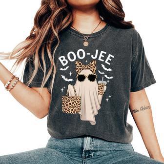 Boo-Jee Ghost Halloween Boo Jee Leopard Spooky Season Women's Oversized Comfort T-Shirt - Thegiftio UK
