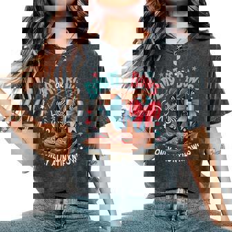 Boots Or Bows Only Auntie Knows Aunt Baby Announcement Women's Oversized Comfort T-Shirt - Monsterry