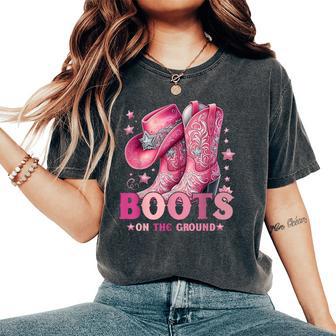 Boots On The Ground Western Cowgirl Hat Boots Girls Women Women's Oversized Comfort T-Shirt - Thegiftio UK