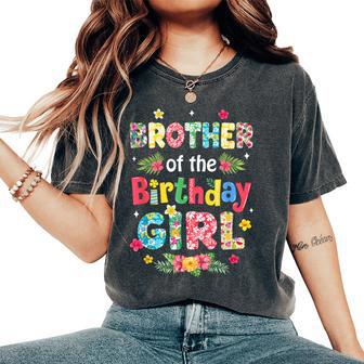 Brother Of The Birthday Girl Hawaii Family Party Decor Women's Oversized Comfort T-Shirt - Thegiftio UK