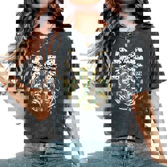 Camouflage Baseball Coquette Game Day Baseball Mama Women Women's Oversized Comfort T-Shirt - Monsterry