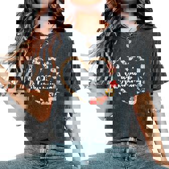 Cardio Drumming Fitness Gym Leopard Floral Heart For Women Women's Oversized Comfort T-Shirt - Monsterry