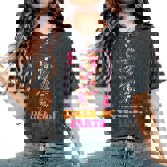 Carte À Jouer Queen Of Farts Parodie Avec Dame Couronnée Rétro T-shirt oversize confortable pour femme - Cadeauxyz