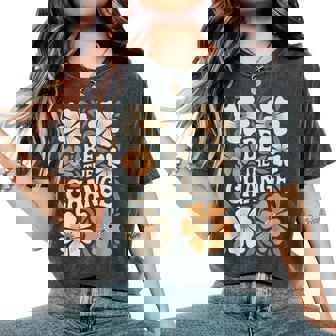 Be The Change Motivational Quote Floral Boho Women's Oversized Comfort T-Shirt - Thegiftio