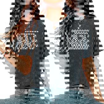 Checkered Mama Black White Mother's Day Women's Oversized Comfort T-Shirt | Seseable CA