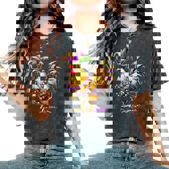 Chicken Beads Mardi Gras Carnival Farming Farmer Animal Women's Oversized Comfort T-Shirt - Monsterry