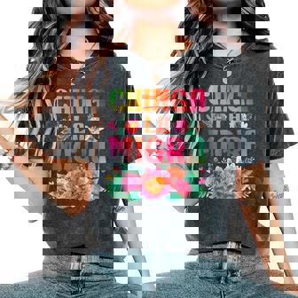 Chinga La Migra Retro Flowers Chinga La Migra Women's Oversized Comfort T-Shirt | Seseable CA