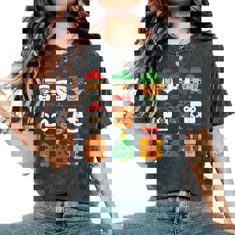 Christmas Building Brick Santa Elf Snowman Xmas Boys Girls Women's Oversized Comfort T-Shirt | Seseable CA