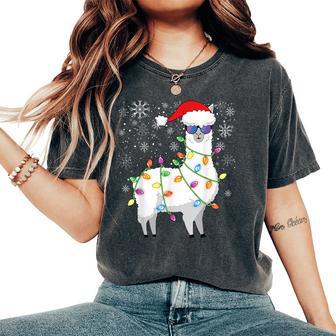 Christmas Llama Christmas Alpacaanta Llama Camiseta extragrande cómoda para mujer - Regaloses