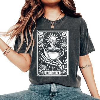 The Coffee Tarot Cards Skeleton Coffee Tarot Card Women's Oversized Comfort T-Shirt - Thegiftio UK