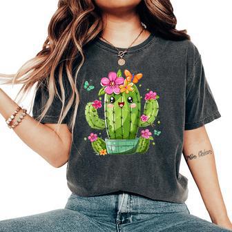 Colorful Cactus With Flowers I Cactus Women's Oversized Comfort T-Shirt - Thegiftio UK