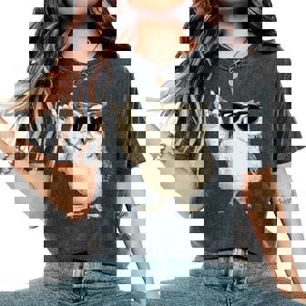 Cool Owl Con Occhiali Daole Manoegno Arte T-shirt comoda oversize da donna - Novitaregali