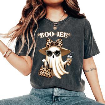Coquette Leopard Ghost Coffee Boo-Jee Halloween Boujee Ghost Women's Oversized Comfort T-Shirt - Thegiftio UK