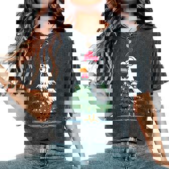 Costume Amusant Deapin De Noël En Forme De Poule T-shirt oversize confortable pour femme - Cadeauxyz