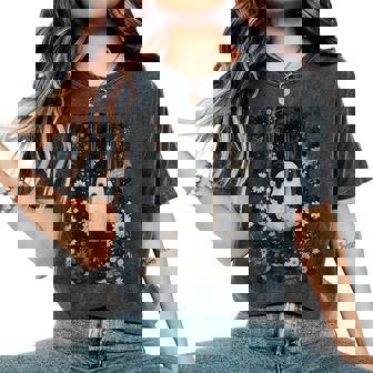 Cottagecore Ghost Swing Floral Aesthetic Halloween Spooky Women's Oversized Comfort T-Shirt - Thegiftio