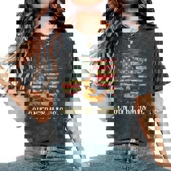 Country Music Outlaw Western Usa Patriotic Vintage Guitar Men Women's Oversized Comfort T-Shirt - Thegiftio