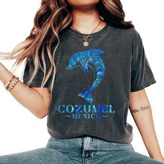 Cozumel Mexico Dolphin Retro Throwback Boys Girls Souvenir Women's Oversized Comfort T-Shirt - Thegiftio UK