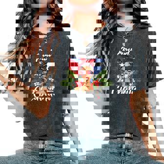 Cuba Flag Hispanic Heritage Month Cubanita Messy Bun Women's Oversized Comfort T-Shirt | Seseable CA