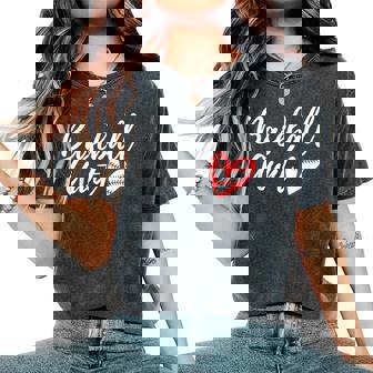 Cute Baseball Aunt Heart Matching Family Auntie Women's Women's Oversized Comfort T-Shirt - Thegiftio