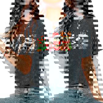 Cute Christmas Coffee Snowman Deer Santa Coffee Xmas Women's Oversized Comfort T-Shirt - Thegiftio