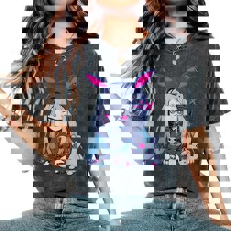 Cute E-Girl Anime Girl Goth Bunny Grunge Gothic Outfit Women's Oversized Comfort T-Shirt | Mazezy