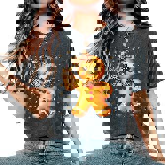 Cute Gingerbread Leopard Coquette Christmas Xmas Girl Women Women's Oversized Comfort T-Shirt | Mazezy