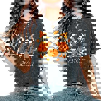 Cute Goose Bumps Goose Fall Animals Pun Pumkin Autumn Leaves Women's Oversized Comfort T-Shirt | Mazezy