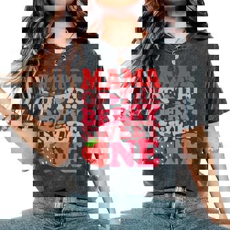 Cute Mama Of The Berry Sweet One Strawberry First Birthday Women's Oversized Comfort T-Shirt | Seseable FR