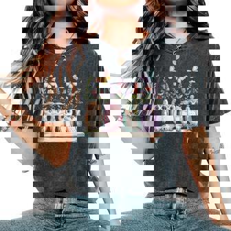 Cute Owl Lover Floral Butterfly Nature Aesthetic Girls Women's Oversized Comfort T-Shirt | Mazezy