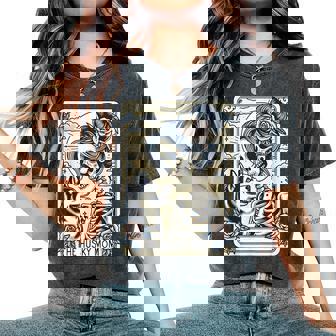 Cute Siberian Husky Mom Tarot Card Skeleton Husky Mama Dog Women's Oversized Comfort T-Shirt - Seseable