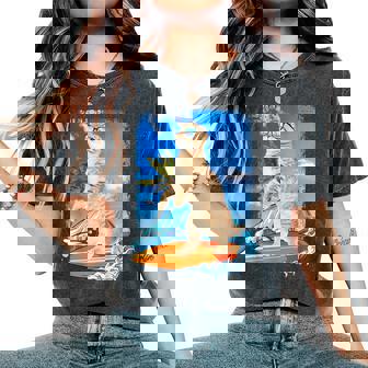 Cute Surfing Hawaiian Cat Lover Surfer Beach Summer Vacation Men Women Girls Kids Women's Oversized Comfort Colors T-Shirt | Mazezy