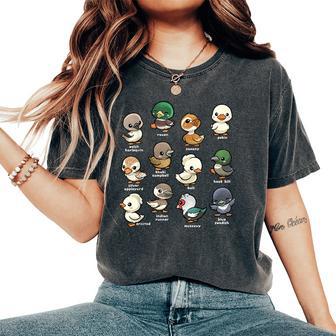 Cute Types Of Duck Waterfowl Animals Of The World Duck Lover Women's Oversized Comfort T-Shirt - Thegiftio UK