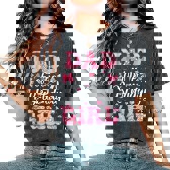 Dad Of The Birthday Girl Family Pink Coquette Bow Women's Oversized Comfort T-Shirt | Seseable FR