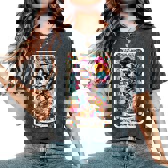 Day Of The Dead Dia De Los Muertos Catrina Woman Flower Rose Women's Oversized Comfort T-Shirt - Monsterry