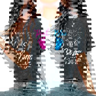 De Revelación De Género Rosa O Azul Embarazada Mamá Te Ama Cuello Camiseta extragrande cómoda para mujer - Regaloses