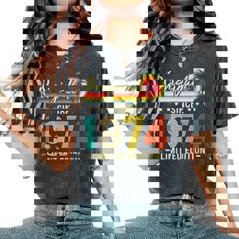 Divertidointage Edición Limitadaintage 1974 Cumpleaños Cuello Camiseta extragrande cómoda para mujer - Regaloses