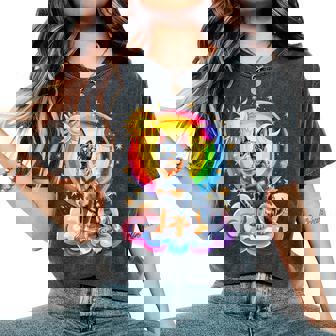 Donna Rainbow Clouds Australian Cattle Dog Con Collo A T-shirt comoda oversize da donna - Novitaregali