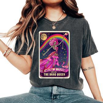 Drag Queen Gay Pride Tarot Card Skeleton Pride Flag Lgbtq Women's Oversized Comfort T-Shirt - Thegiftio UK
