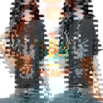 F-Caw-F Rooster Bird Fcaw-F Chicken Whisperer Fawk Off Women's Oversized Comfort T-Shirt - Thegiftio