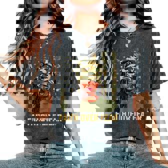 Faith Over Fear Christian Camo African American Afro Women Women's Oversized Comfort T-Shirt - Thegiftio